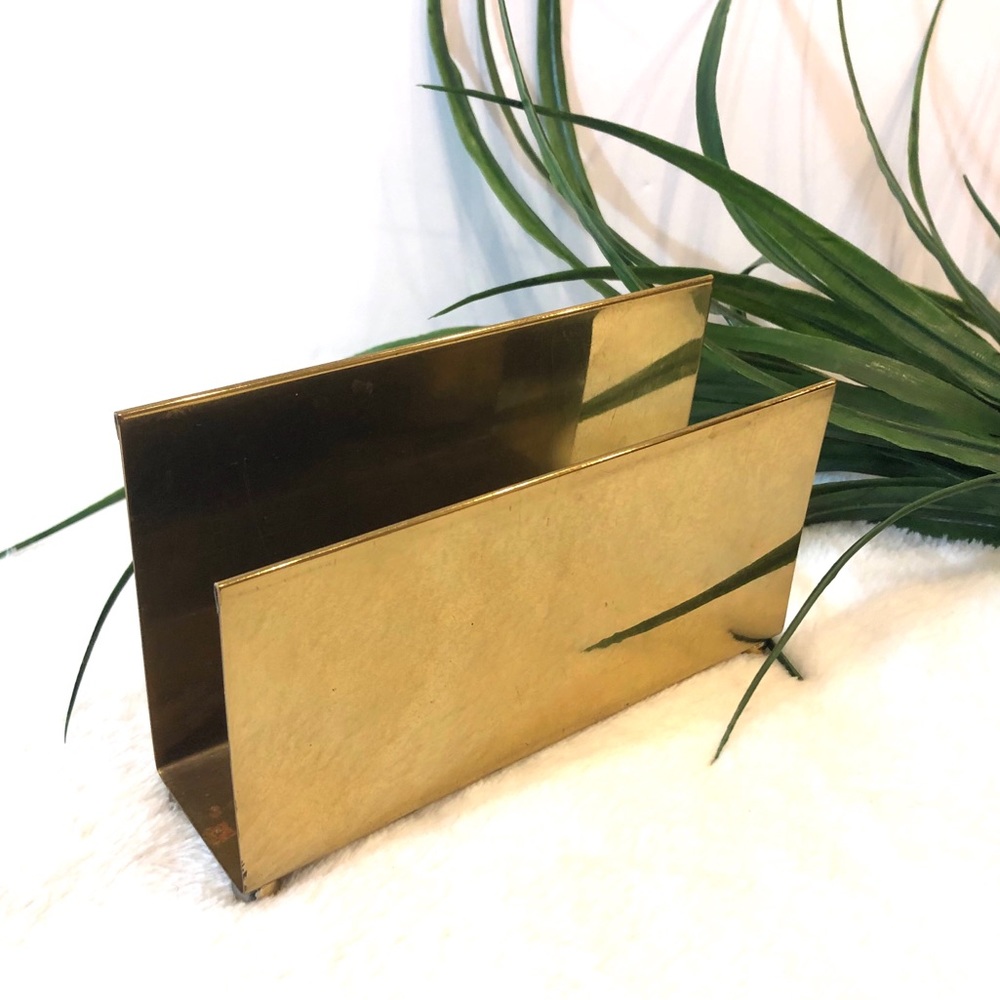 Vintage Brass Handmade Mail Paper Holder Desk